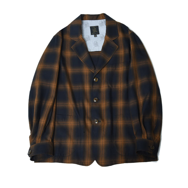 OMBRE CHECK SHIRT JACKET BROWN